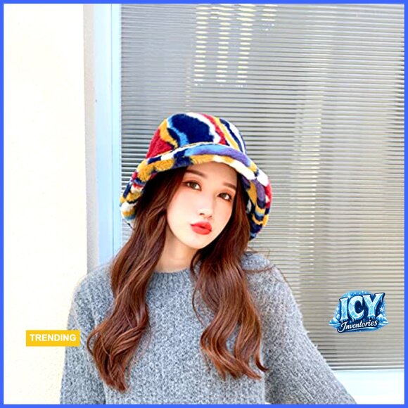 Warm Fuzzy Bucket Hat Winter Plush Sherpa Fisherman Hat Adjustable Drawstring main image 5
